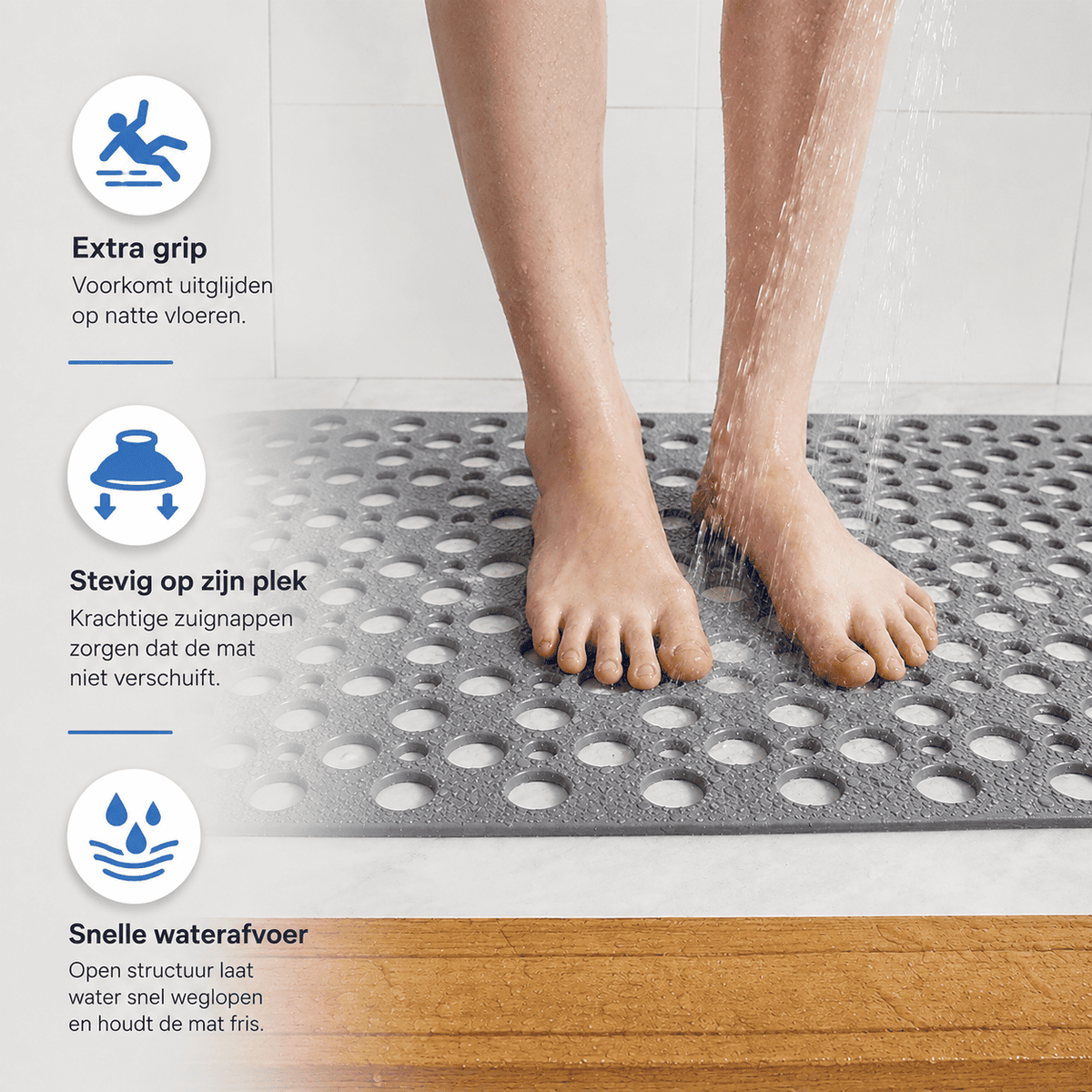 SafeStep™ - Tapis Antidérapant | Douche avec un Sentiment de Sécurité.