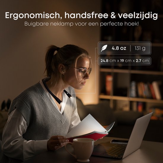 NeckLight™ | Rendre la lecture et le travail confortables et mains libres.