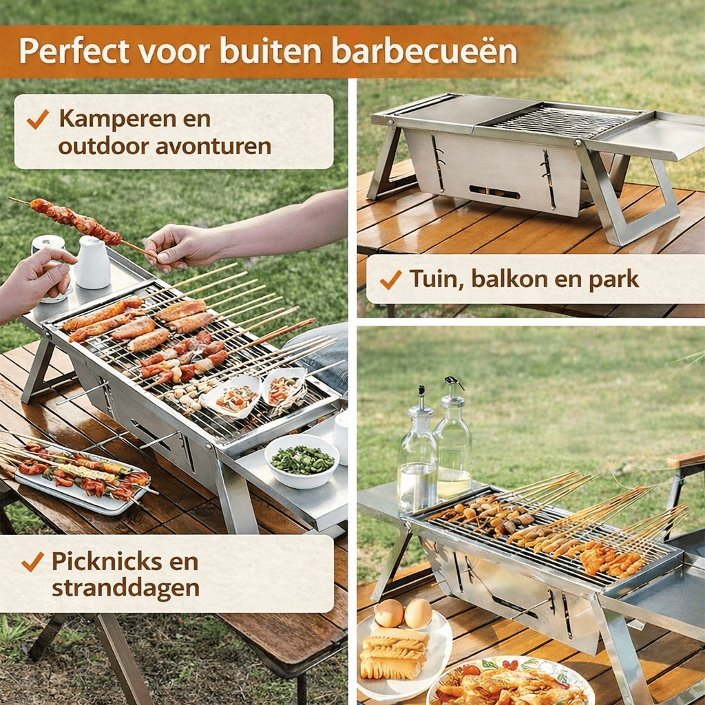 CompactGrill™ | Profitez d'un Grillage Sans Effort Lors de Chaque Activité en Plein Air.