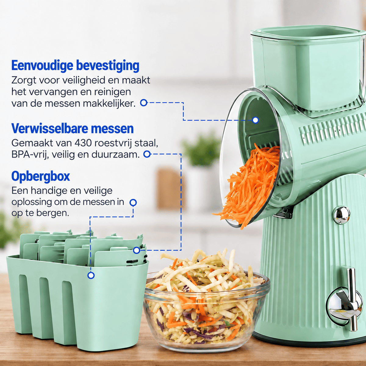 SlicePro™ 5 en 1 | Cinq Fonctions de Découpe, Un Outil de Cuisine Pratique.