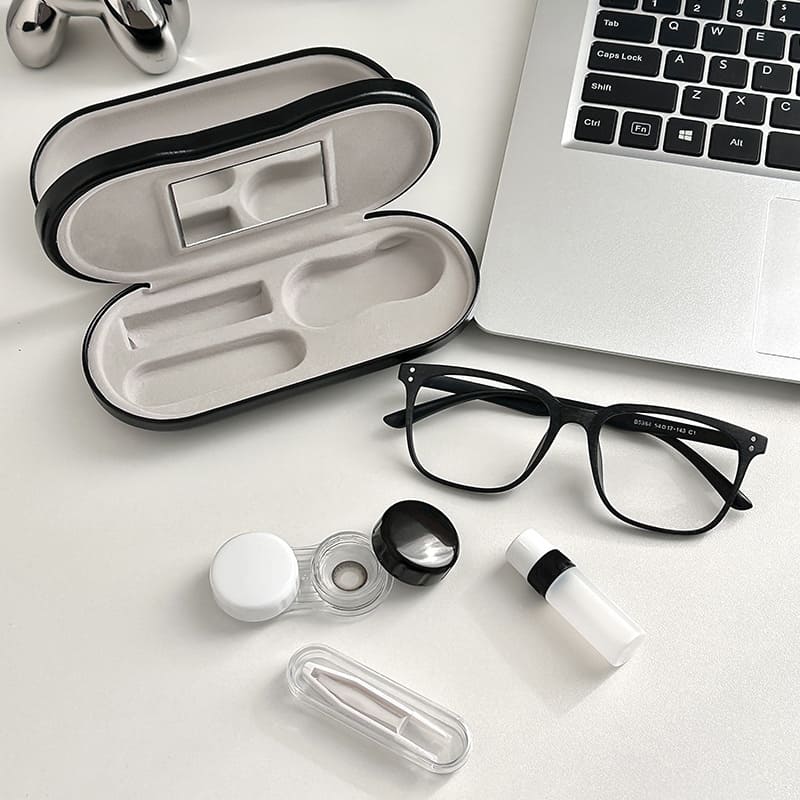 VisionCase™ | La Solution Compacte 2-en-1 pour Lunettes et Lentilles.