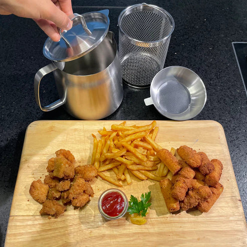 FryPan™ | Une Solution Compacte pour Frémir, Filtrer et Conserver.
